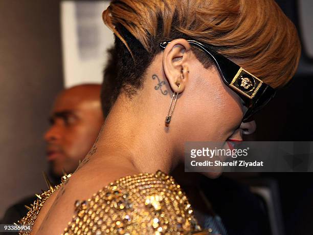 Rihanna attends her "Rated R" album release party at the juliet Superclub on November 24, 2009 in New York City.