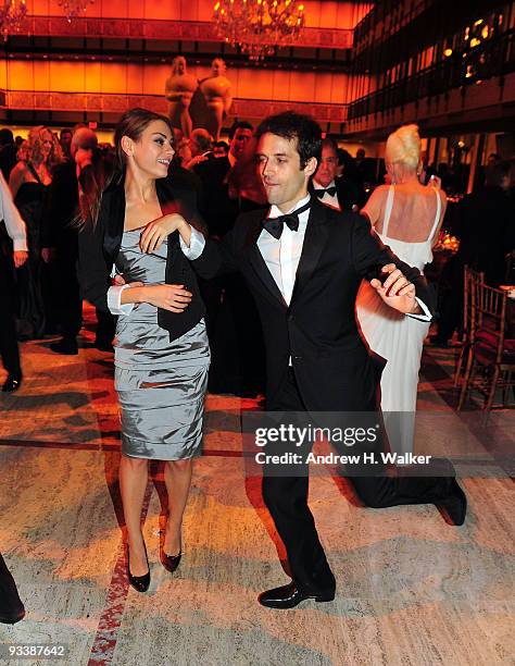 Actress Mila Kunis and Benjamin Millepied dance at the New York City Ballet 2009-2010 season opening night celebration at the David H. Koch Theater,...