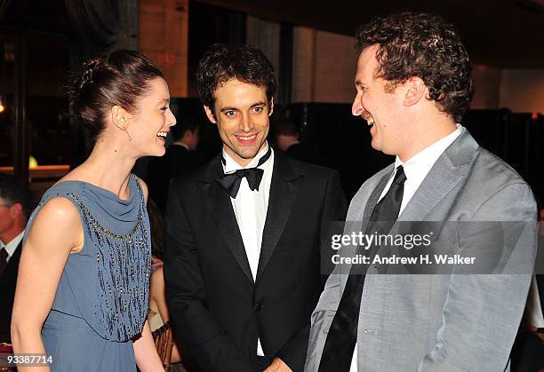 Aurelie Dupont, dancer Benjamin Millepied and director Darren Aronofsky attend the New York City Ballet 2009-2010 season opening night celebration at...