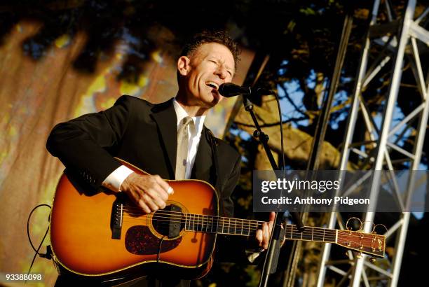 Lyle Lovett and his Large Band perform on stage at the Hardly Strictly Bluegrass festival in Golden Gate Park, San Francisco, California, USA on...