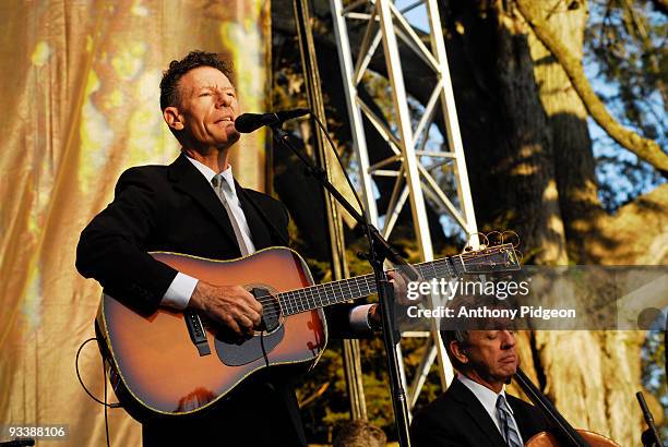 Lyle Lovett and his Large Band perform on stage at the Hardly Strictly Bluegrass festival in Golden Gate Park, San Francisco, California, USA on...