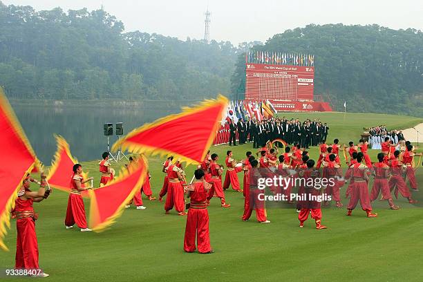 Chinease dancers and performers during the Opening Ceremony of the Omega Mission Hills World Cup played over the Olazabal Course on November 25, 2009...