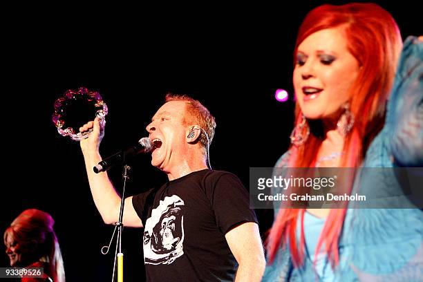 Cindy Wilson, Fred Schneider and Kate Pierson of the B52s performs on stage at the Enmore Theatre on November 25, 2009 in Sydney, Australia.
