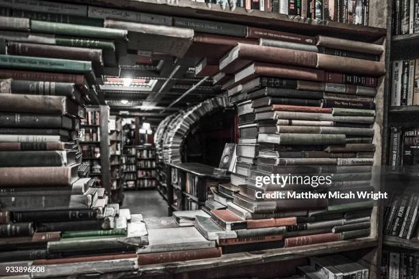 a walk through the last bookstore in downtown los angeles, california. - library old books stock-fotos und bilder