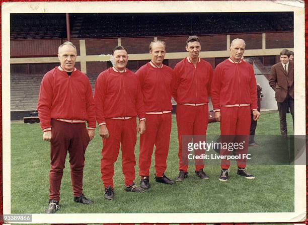 The Boot Room Boys Liverpool manager Bill Shankly poses with his coaching staff known as "Liverpool Boot Room" Bob Paisley, Ronnie Moran, Joe Fagan...