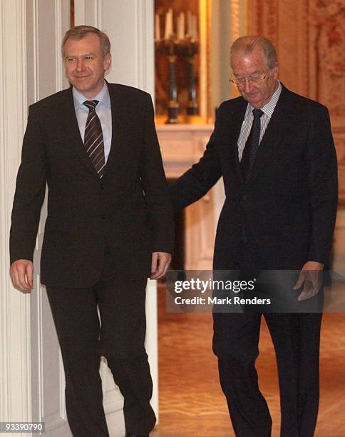 Yves Leterme and King Albert of Belgium arrive, at Laeken Castle on November 25, 2009 in Brussels, Belgium. Yves Leterme suceeds Herman Van Rompuy...