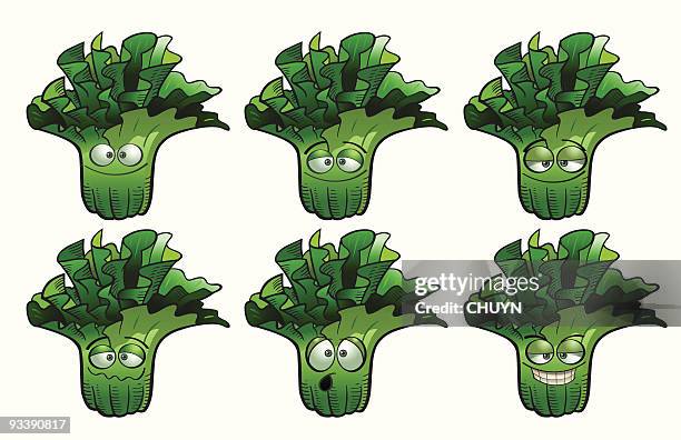 happy lettuces - leaf lettuces stock illustrations