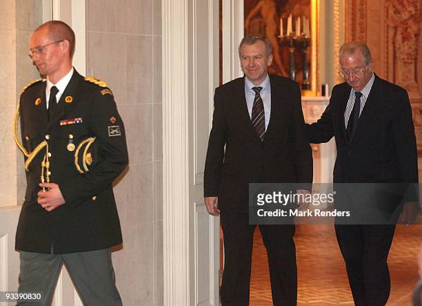 Yves Leterme and King Albert of Belgium arrive, at Laeken Castle on November 25, 2009 in Brussels, Belgium. Yves Leterme suceeds Herman Van Rompuy...