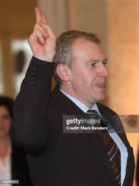 Yves Leterme swears, at Laeken Castle on November 25, 2009 in Brussels, Belgium. Yves Leterme suceeds Herman Van Rompuy who is to become the new...