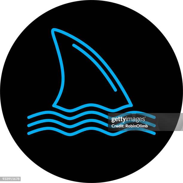 blue line shark fin icon - shark pattern stock illustrations