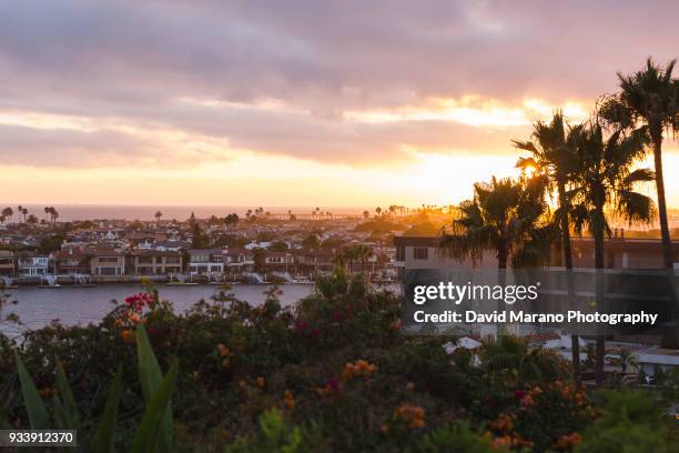 sunset in newport beach - newport beach california stock pictures, royalty-free photos & images