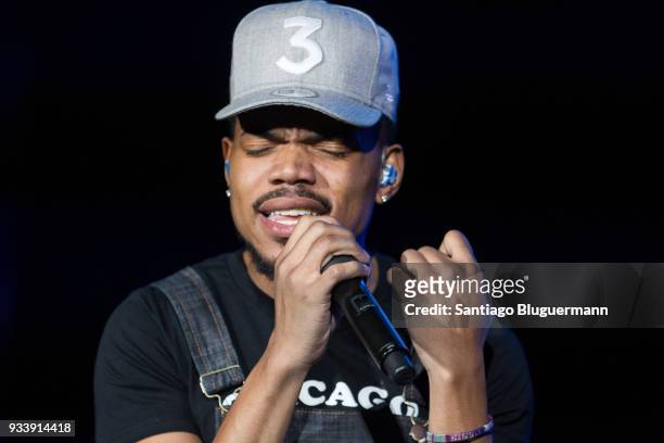 Chance The Rapper performs during the first day of Lollapalooza Buenos Aires 2018 at Hipodromo de San Isidro on March 16, 2018 in Buenos Aires,...