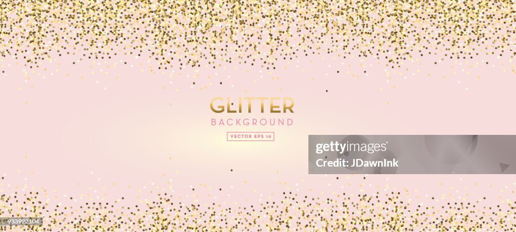 Golden Glitter on pastel pink design background