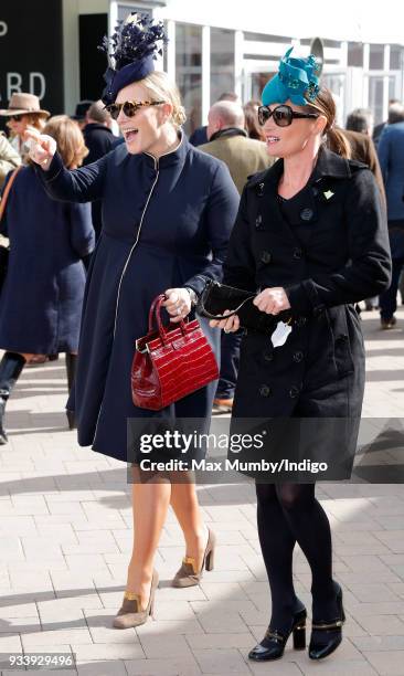 Zara Phillips and Dolly Maude attend day 4 'Gold Cup Day' of the Cheltenham Festival at Cheltenham Racecourse on March 16, 2018 in Cheltenham,...