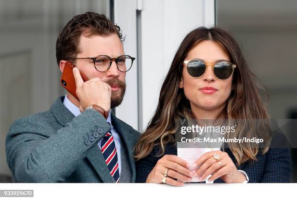 Jamie Dornan and Amelia Warner attend day 4 'Gold Cup Day' of the Cheltenham Festival at Cheltenham Racecourse on March 16, 2018 in Cheltenham,...