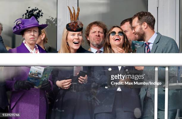 Princess Anne, Princess Royal, Autumn Phillips, Amelia Warner and Jamie Dornan attend day 4 'Gold Cup Day' of the Cheltenham Festival at Cheltenham...