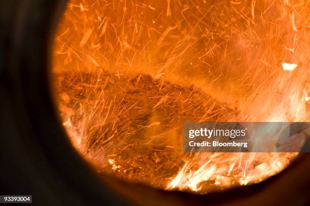 Sugarcane is burned in boilers at the Pedra Agroindustrial S/A Usina de Pedra ethanol plant near Ribeirao Preto, Brazil, on Tuesday, Nov. 24, 2009....
