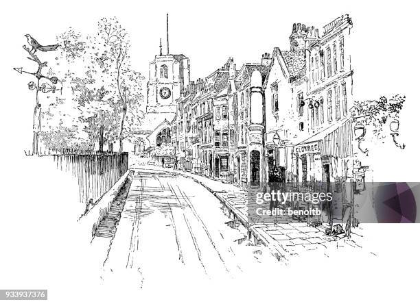 old city street in london - old street london stock illustrations