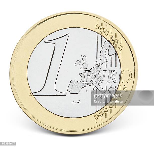 close-up of single gold and silver euro currency - one euro coin stock pictures, royalty-free photos & images