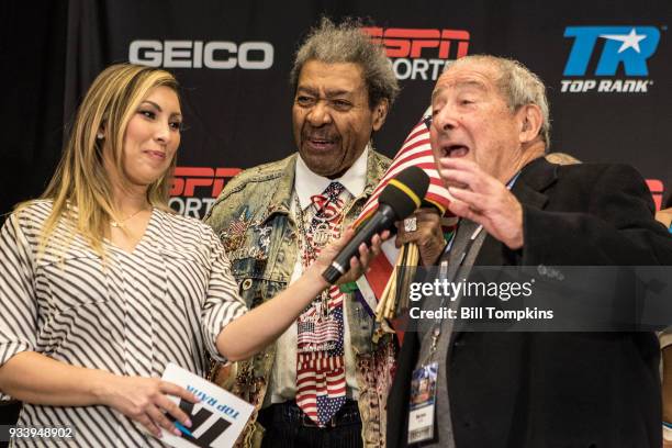 Boxing promoters Bob Arum and Don King during the Amir Imam vs Jose Ramirez weighin conference at Madison Square Garden on March 16, 2018 in New York...