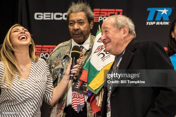 Boxing promoters Bob Arum and Don King during the Amir Imam vs Jose Ramirez weighin conference at Madison Square Garden on March 16, 2018 in New York...