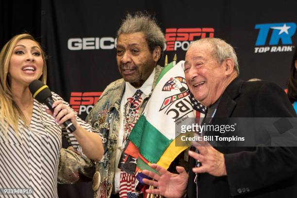 Boxing promoters Bob Arum and Don King during the Amir Imam vs Jose Ramirez weighin conference at Madison Square Garden on March 16, 2018 in New York...