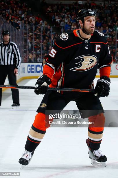 Ryan Getzlaf of the Anaheim Ducks skates during the game against the St. Louis Blues on March 12, 2018 at Honda Center in Anaheim, California.