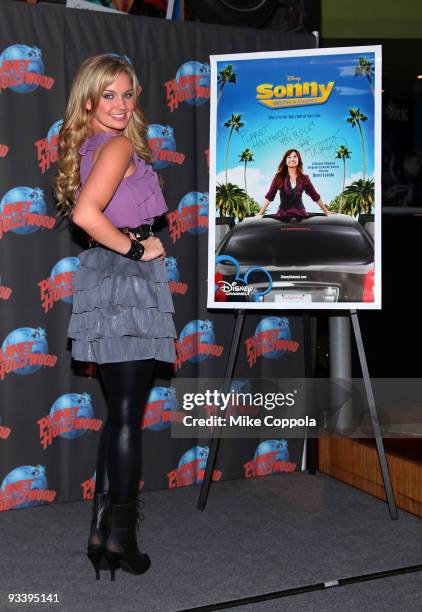 Actress Tiffany Thornton visits Planet Hollywood Times Square on November 25, 2009 in New York City.