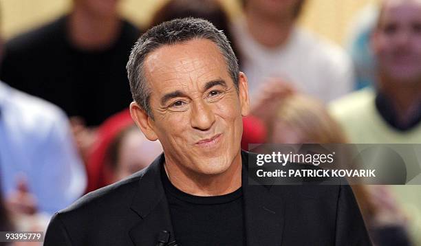 French journalist and TV host Thierry Ardisson attends the recording of "Le Grand journal" news program on Canal + TV channel on November 25, 2009 in...