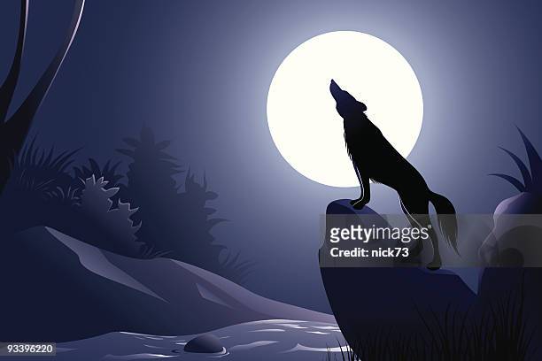 wolf background - howling stock illustrations
