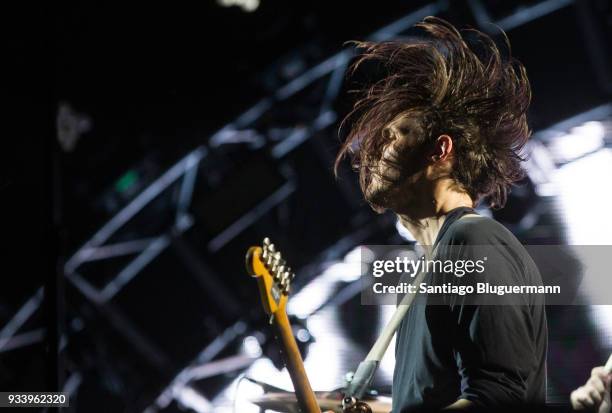 Josh Klinghoffer guitar player of Red Hot Chili Peppers performs during the first day of Lollapalooza Buenos Aires 2018 at Hipodromo de San Isidro on...