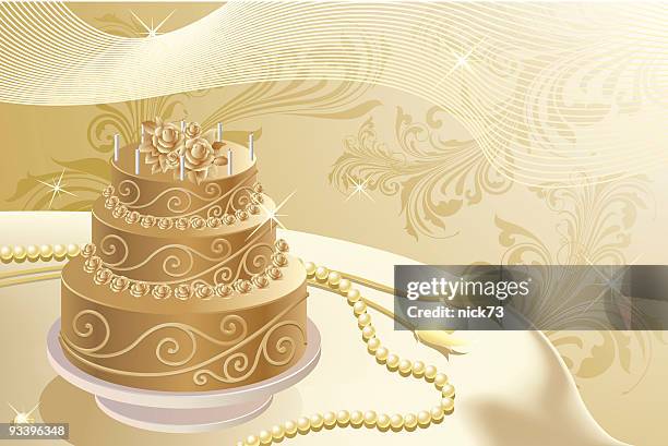 wedding cake background - wedding reception flowers stock illustrations