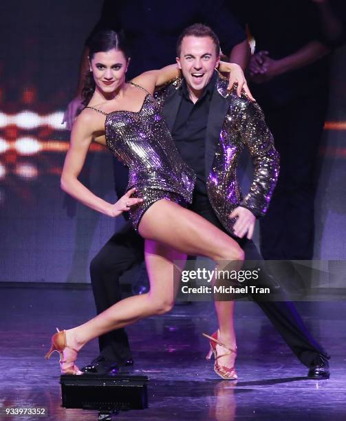 Frankie Muniz and Hayley Erbert peform onstage during the Dancing with The Stars: Live! - Light Up The Night held at Microsoft Theater on March 18,...