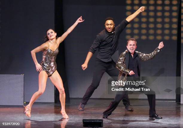 Frankie Muniz and Hayley Erbert peform onstage during the Dancing with The Stars: Live! - Light Up The Night held at Microsoft Theater on March 18,...