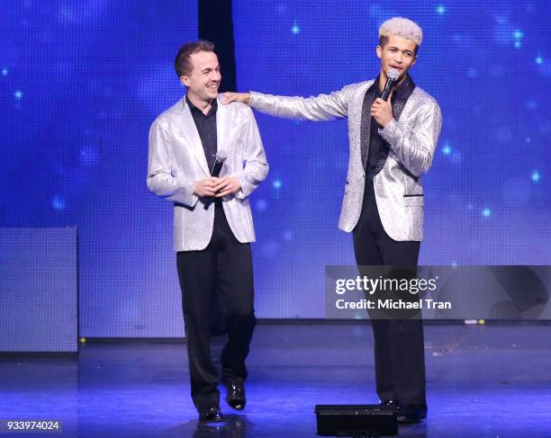 Frankie Muniz and Jordan Fisher peform onstage during the Dancing with The Stars: Live! - Light Up The Night held at Microsoft Theater on March 18,...