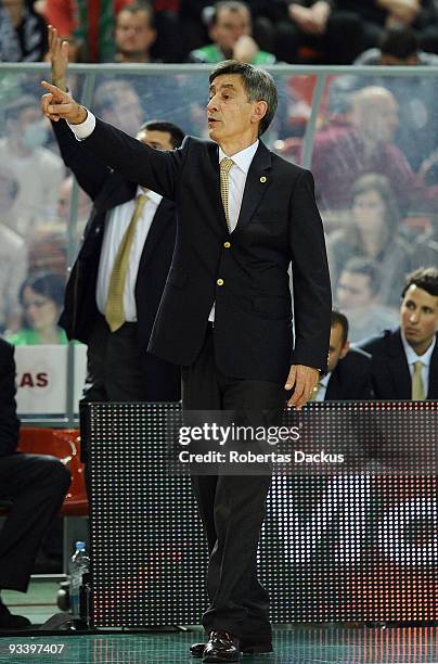 Bogdan Tanjevic, Head Coach of Fenerbahce Ulker in action during the Euroleague Basketball Regular Season 2009-2010 Game Day 5 between Zalgiris...