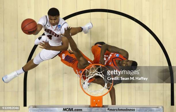 Chuma Okeke of the Auburn Tigers shoots against the Clemson Tigers during the second round of the 2018 NCAA Men's Basketball Tournament at Viejas...