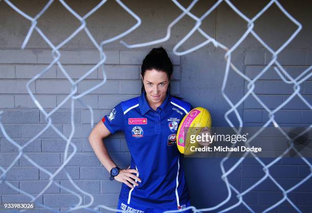 Goalsneak Brooke Lochland during a Western Bulldogs AFLW media opportunity at Victoria University Whitten Oval on March 19 ahead of this weekend's...