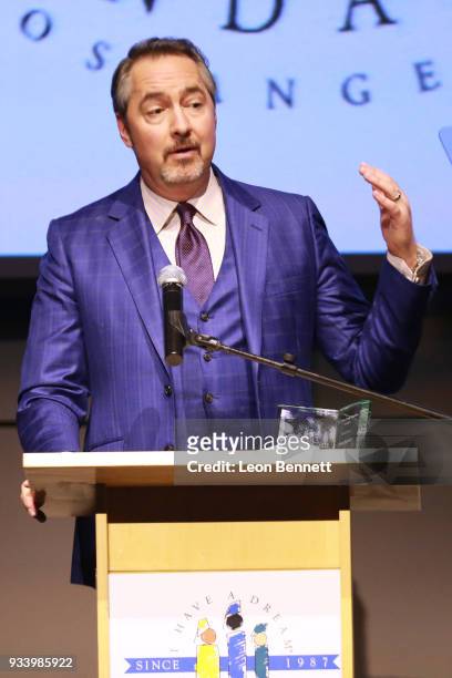 Producer/honoree Thom Sherman speaks during the "I Have A Dream" Foundation's 5th Annual Los Angeles' Dreamer Dinner at Skirball Cultural Center on...