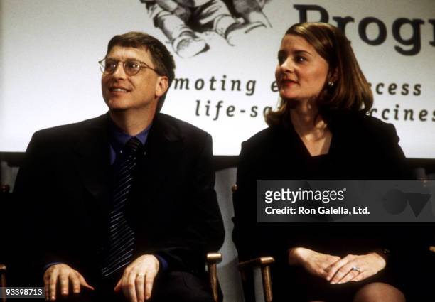 Business mogul Bill Gates and wife Melinda Gates donate $100 Million Dollar Check to the Program for Appropriate Technology in Health on December 2,...