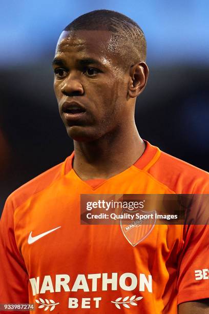 Diego Rolan of Malaga CF looks on during the La Liga match between Celta de Vigo and Malaga at Balaidos Stadium on March 18, 2018 in Vigo, Spain.