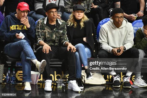 Chris Ivery and Ellen Pompeo attend a basketball game between the Los Angeles Clippers and the Portland Trail Blazers at Staples Center on March 18,...