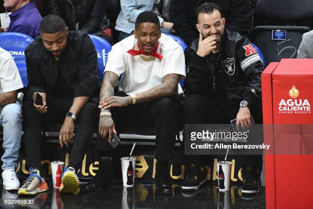 Rapper YG attends a basketball game between the Los Angeles Clippers and the Portland Trail Blazers at Staples Center on March 18, 2018 in Los...