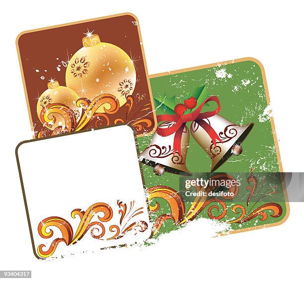 xmas greetings with grunge - wind chime stock illustrations