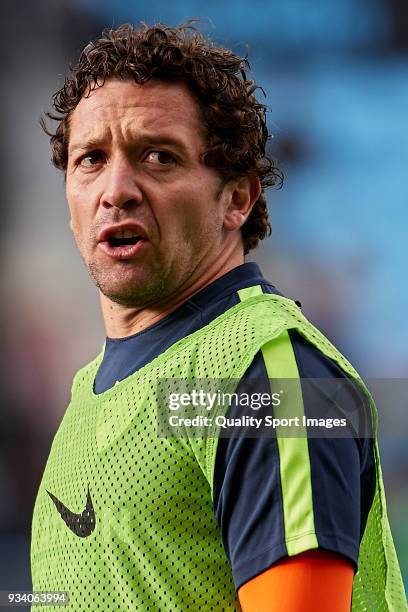 Manuel Rolando Iturra of Malaga CF looks on prior to the La Liga match between Celta de Vigo and Malaga at Balaidos Stadium on March 18, 2018 in...