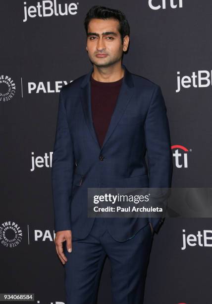 Actor / Comedian Kumail Nanjiani attends the 2018 PaleyFest screening of HBO's "Silicon Valley" at The Dolby Theatre on March 18, 2018 in Hollywood,...