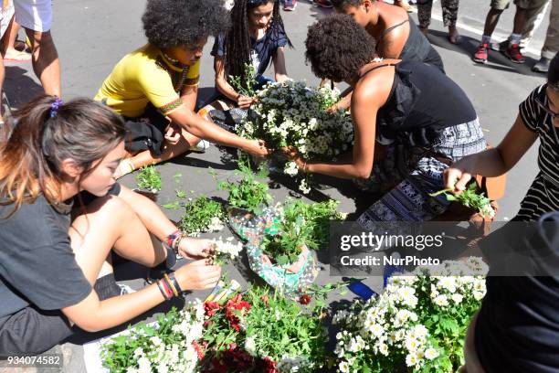 Protesters from Sao Paulo, Brazil made an act late Sunday afternoon 18 March 2018 in honor of Marielle Franco councilwoman, shot dead on Wednesday...