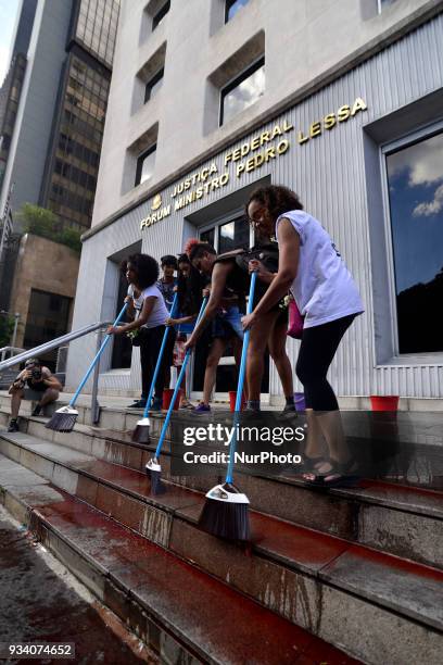 Protesters from Sao Paulo, Brazil made an act late Sunday afternoon 18 March 2018 in honor of Marielle Franco councilwoman, shot dead on Wednesday...