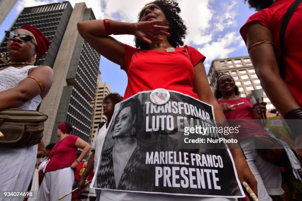 Protesters from Sao Paulo, Brazil made an act late Sunday afternoon 18 March 2018 in honor of Marielle Franco councilwoman, shot dead on Wednesday...