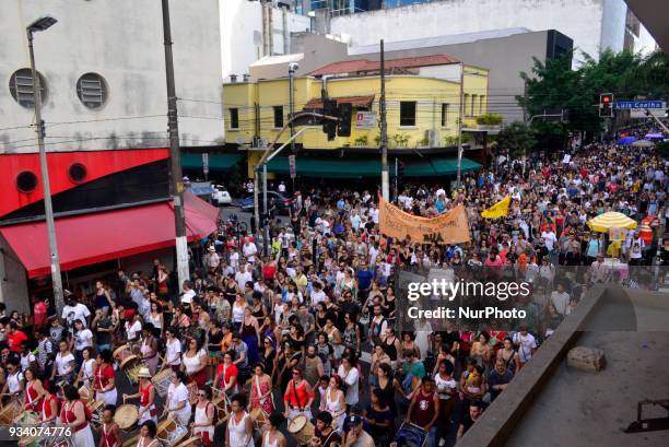 Protesters from Sao Paulo, Brazil made an act late Sunday afternoon 18 March 2018 in honor of Marielle Franco councilwoman, shot dead on Wednesday...